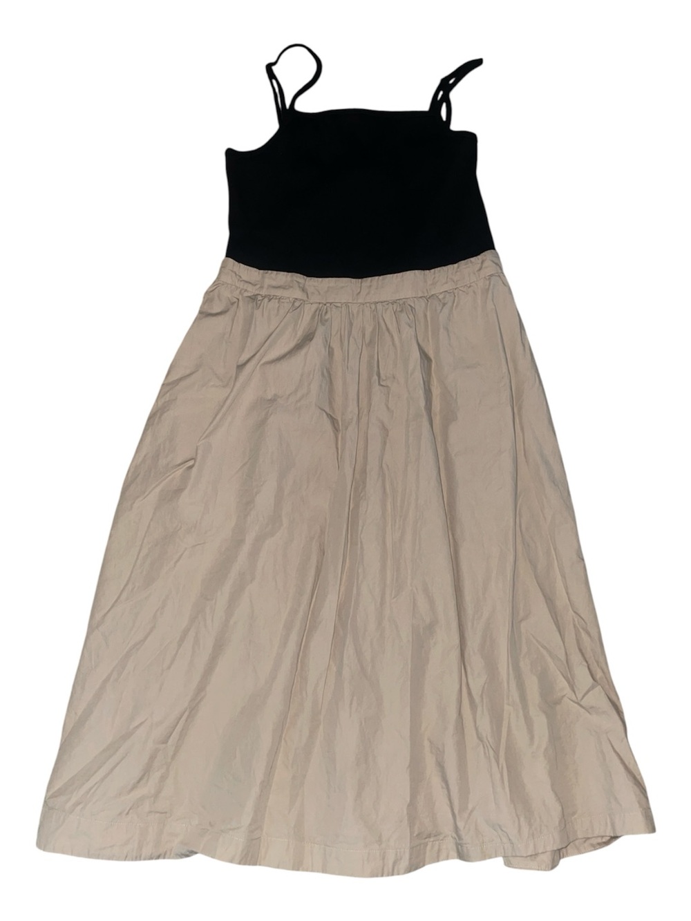 Maeve Anthropologie black and tan midi dress